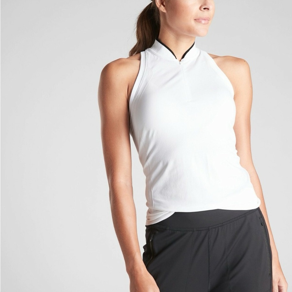 Athleta White Momentum Polo Tank Top Large